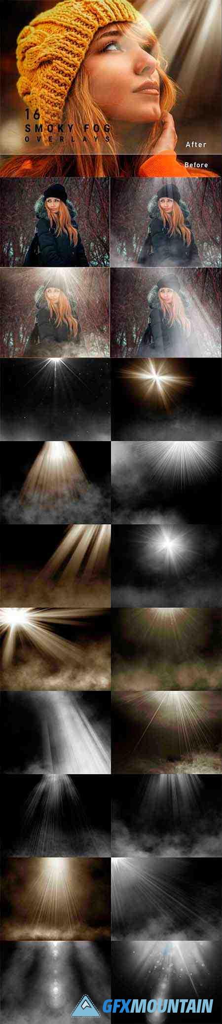 16 Smoky Light Overlays, Realistic light overlays, Smoke overlays