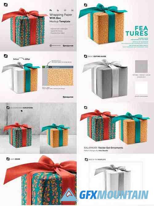 Wrapping Paper Mockup With Box 5042463