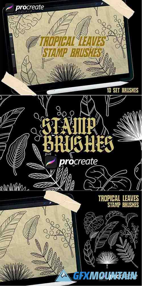 Tropical leaves stamp brush