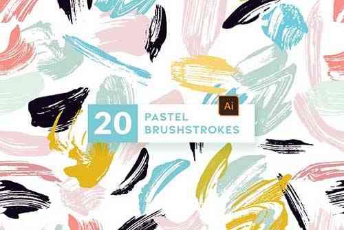 20 Pastel Brushstrokes