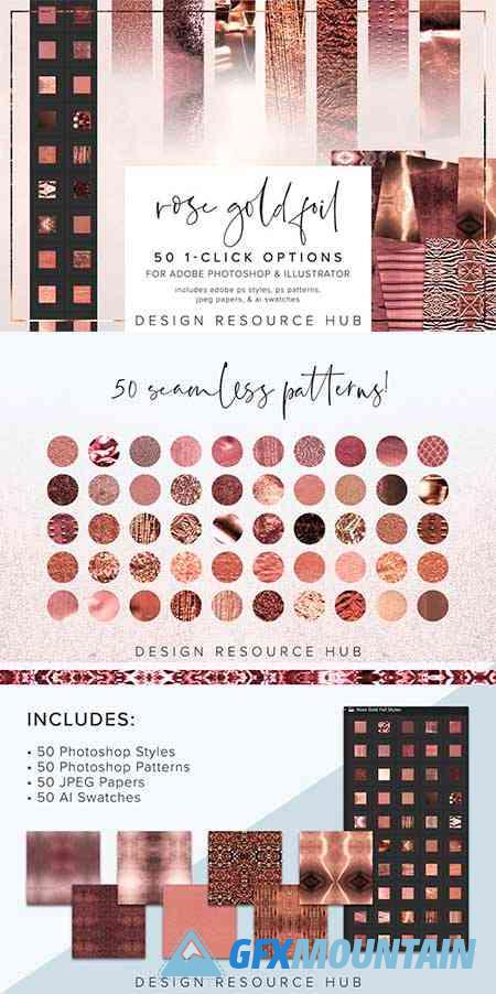 Rose Gold Foil PS Layer Style Pack 6966096