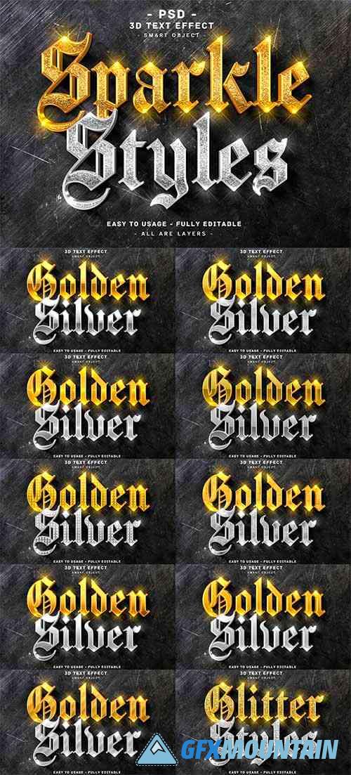 Golden and silver 3d text style effects