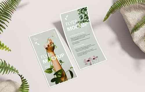 DL Flyer with Plants - Realistic Mockup
