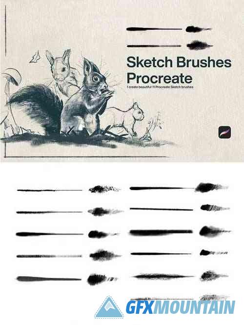 10 Sketch Brushes Procreate