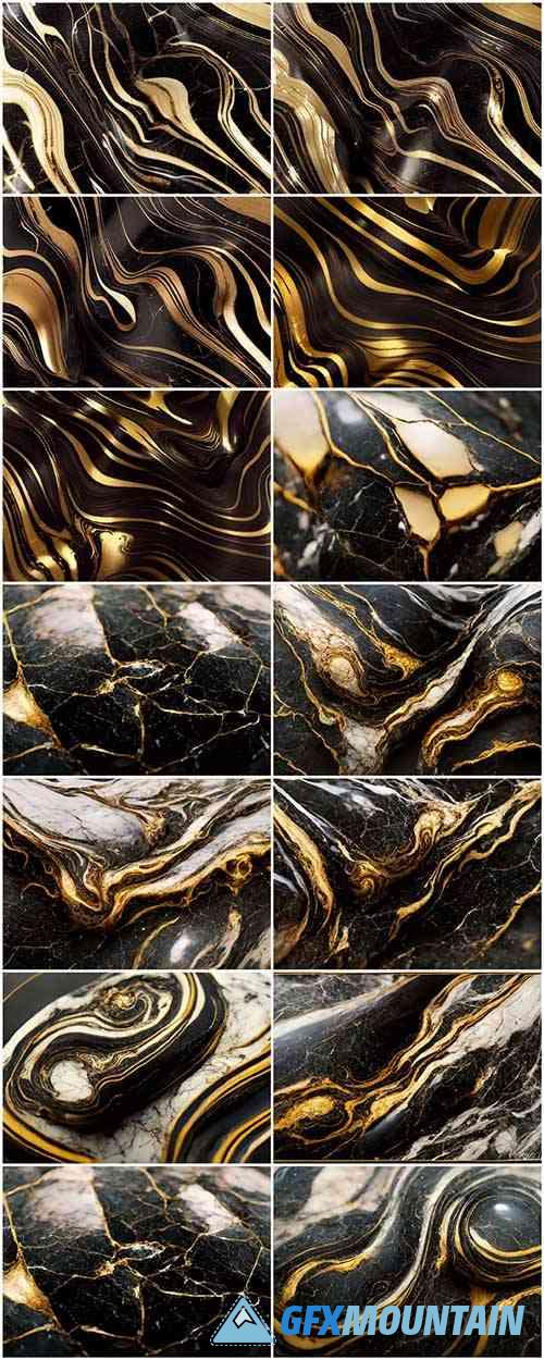 Cracked Gold Marble Textures