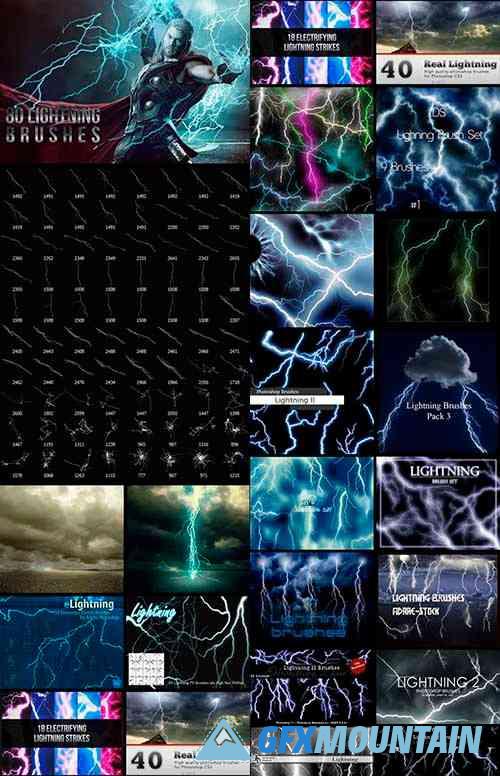 Ultimate Collection of Lightning Brushes For Photoshop