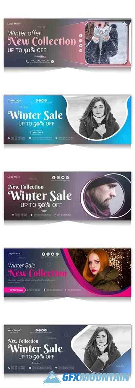 Winter Fashion Sale Offer - Web Banners & Facebook Covers Vector Templates