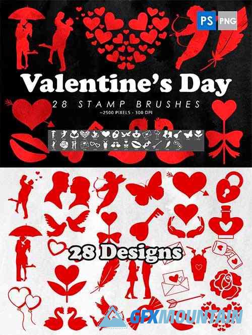 Saint Valentine Photoshop Stamp Brushes