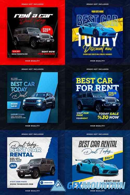 Car rental promotion social media instagram post banner template