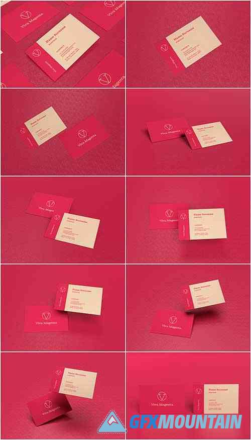Set of 10 Chic Viva Magenta Business Card PSD Mockups