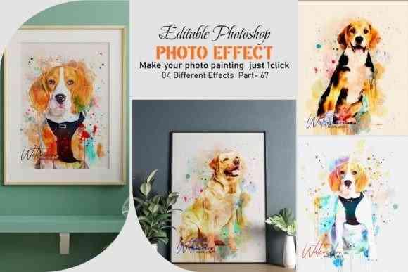 Editable Dog Watercolor Photo Effect