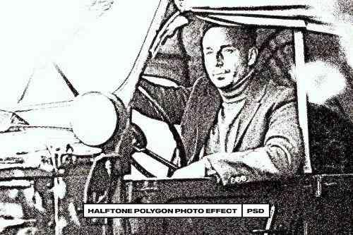 Halftone Polygon Photo Effect