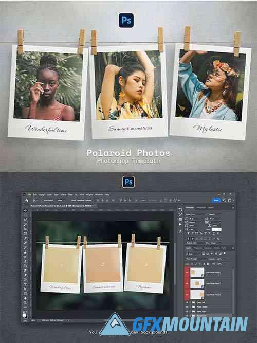 Polaroid Photos on Clothespins