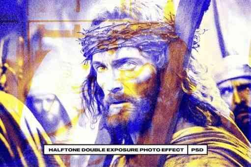 Halftone Double Exposure Photo Effect