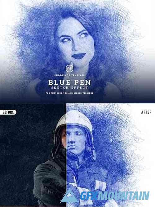 Blue Pen Sketching Effect