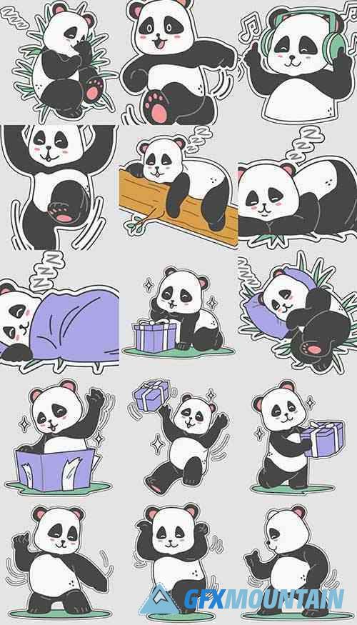 Panda Sticker Set Illustration