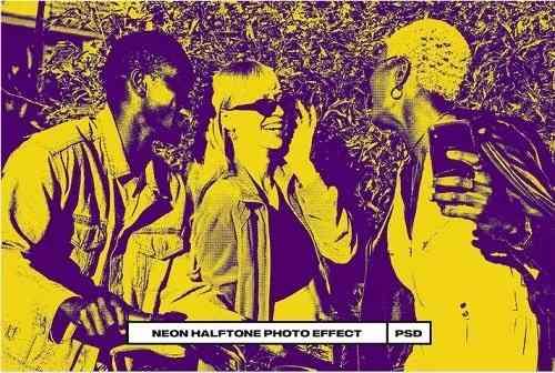 Neon Halftone Photo Effect