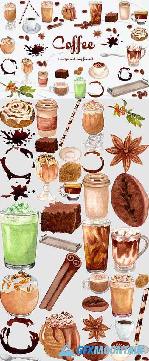 Coffee Watercolor Clipart