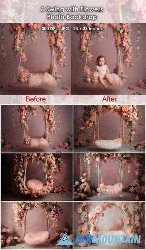 Swing with Flowers Photo Backdrop