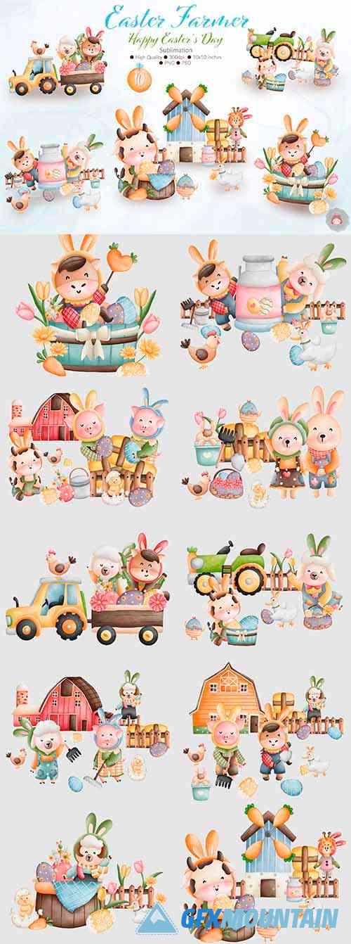 Happy Easter Collection, Rabbit Animal Farmer