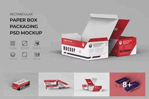 Rectangular Paper Box Packaging PSD Mockup