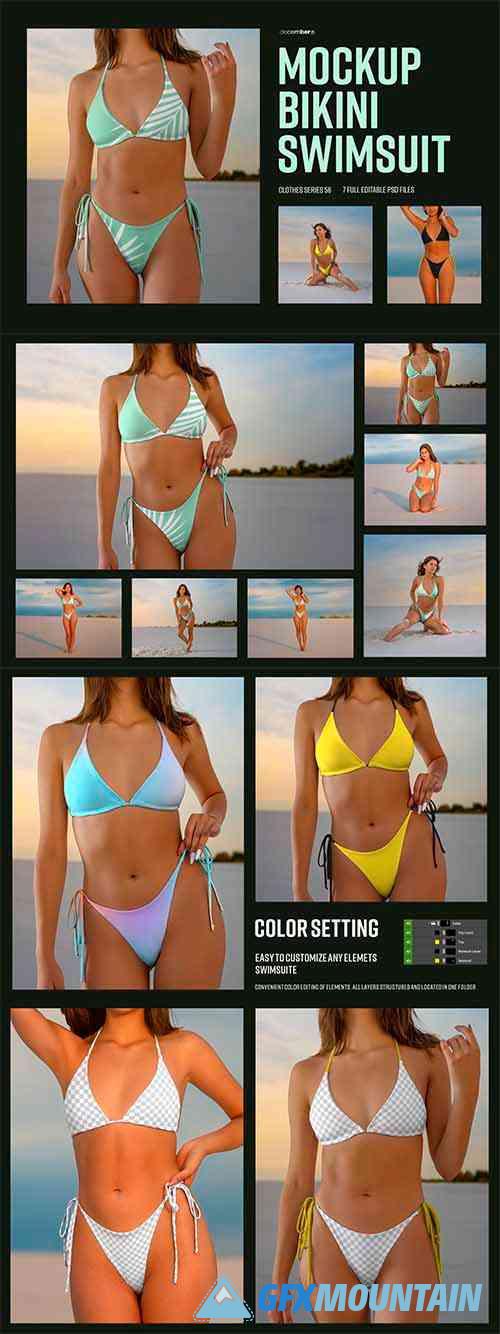 Beach Bikini Mockups. Swimsuit Two Piece