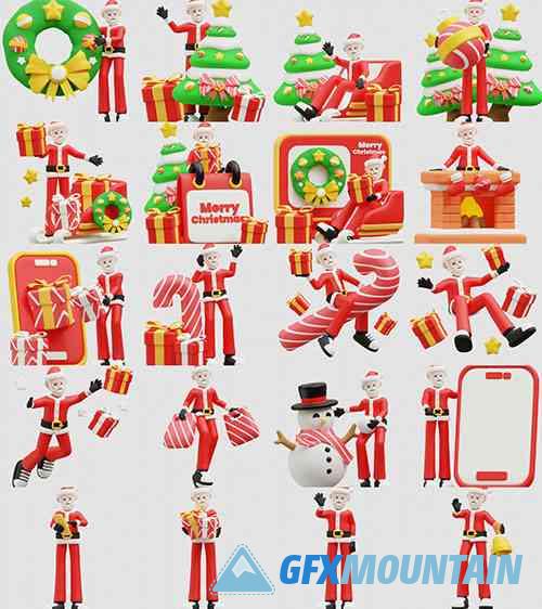 Santa Claus 3D Icon Pack