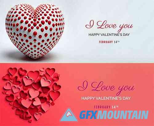 Happy Valentines Day Banner Romantic Background Mockup