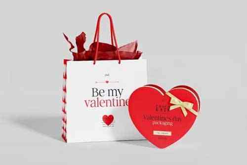 Valentine's Bag and Chocolate Box Mockup