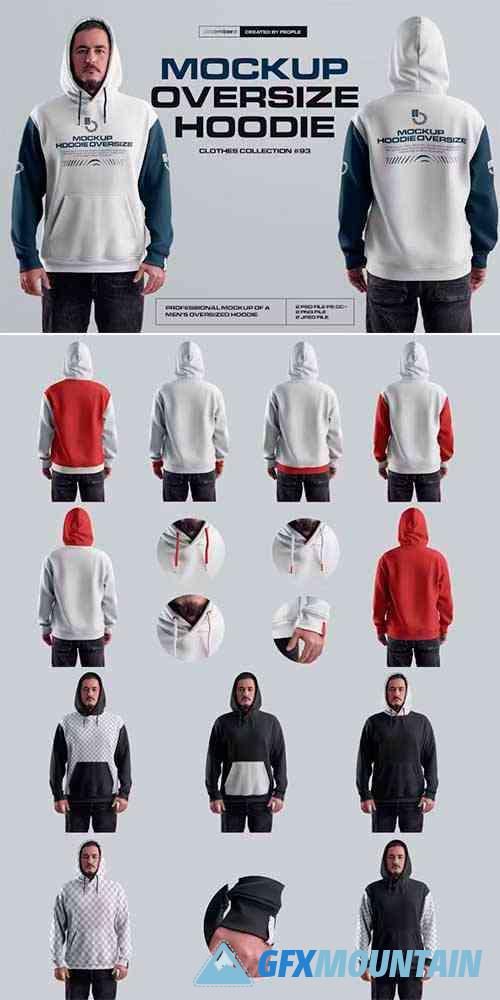 2 Mockups Oversize Hoodie. Front and Back View