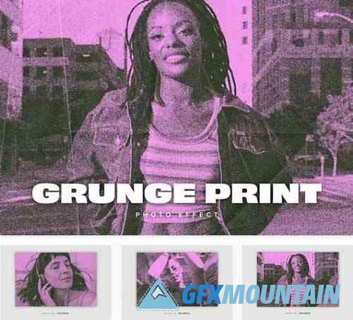 Pink Grunge Print PSD Photo Effect
