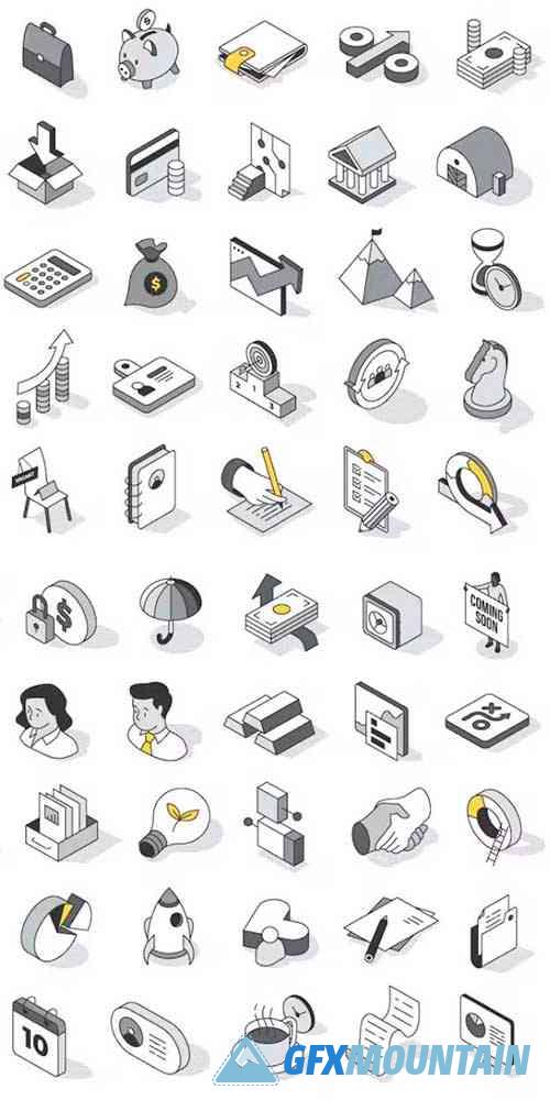 50 Business and Finance Isometric Icons