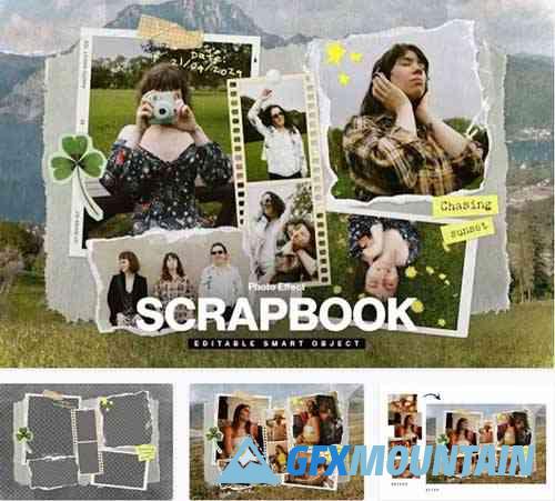 Scrapbook Photo Collage Mockup Template