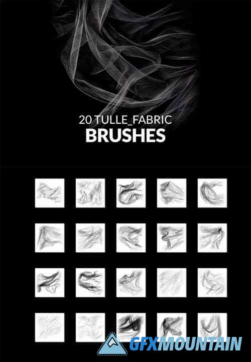 Flying tulle veil fabric photoshop brushes