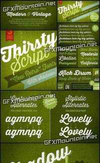 Thirsty Script Font Family - 12 Fonts for 49$!