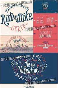 Ride my Bike Serif Font Family - 5 Fonts for $129