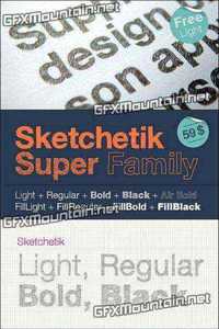Sketchetik Font Family - 5 Font 59$
