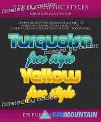 Turquoise & Yellow Styles for Adobe Illustrator