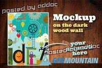 CM - Mockup on the dark wood wall