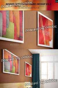 Graphicriver - Interior With Poster Frames Mock-up Vol.2 9854757