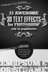 Graphicriver -  15 Various 3D Text Effects - Pack 