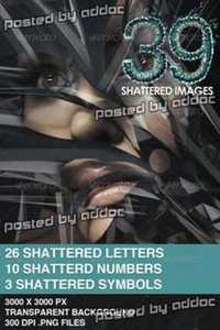 GraphicRiver - 39 Isolated Shattered Letters