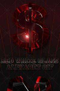 Red white glass alphabet GIF 