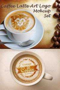 GraphicRiver - Caffee Latte Art Logo Mockup Set 