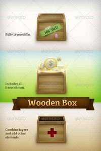 GraphicRiver - Wooden Box with Label and Coins