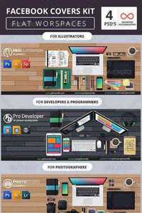 Graphicriver Facebook Covers Kit - Flat Workspaces 7570193