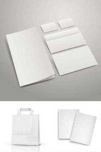 Blank envelopes business card and folder, packing box
