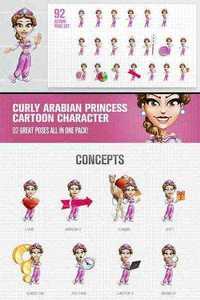 Curly Arabian Princess Cartoon Character Ultimate Set