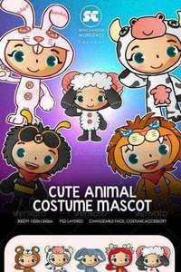 Graphicriver People With Cute Animal Costume Mascot 5198435
