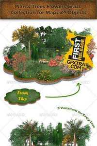 Graphicriver - Plants Trees Flowers Grass Collection for Maps 3157877